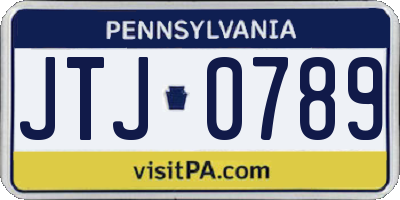 PA license plate JTJ0789