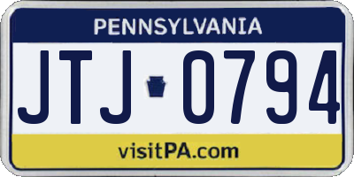 PA license plate JTJ0794