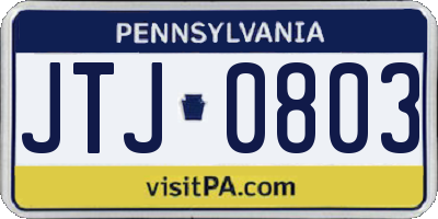 PA license plate JTJ0803
