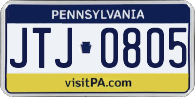 PA license plate JTJ0805