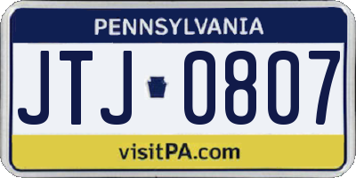 PA license plate JTJ0807