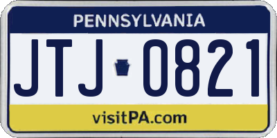 PA license plate JTJ0821