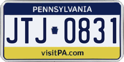 PA license plate JTJ0831