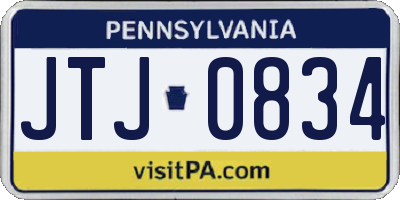 PA license plate JTJ0834