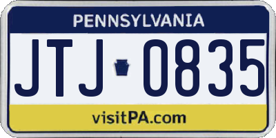 PA license plate JTJ0835