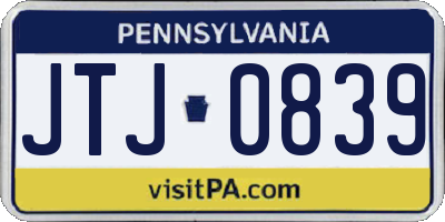 PA license plate JTJ0839