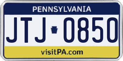 PA license plate JTJ0850