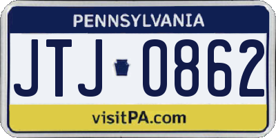 PA license plate JTJ0862