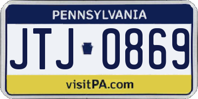 PA license plate JTJ0869