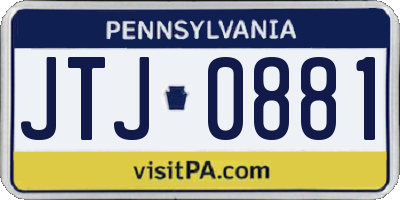 PA license plate JTJ0881