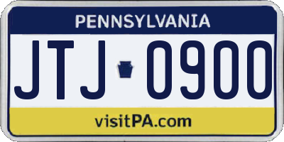 PA license plate JTJ0900