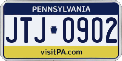 PA license plate JTJ0902