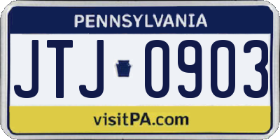 PA license plate JTJ0903