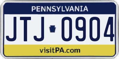 PA license plate JTJ0904