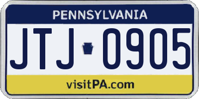 PA license plate JTJ0905