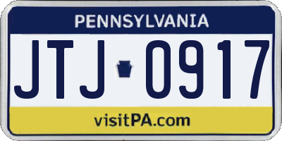 PA license plate JTJ0917