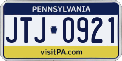 PA license plate JTJ0921