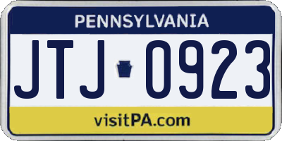 PA license plate JTJ0923