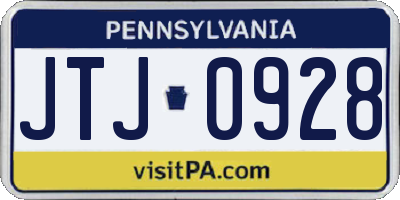 PA license plate JTJ0928