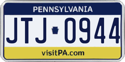 PA license plate JTJ0944