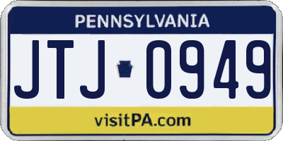PA license plate JTJ0949