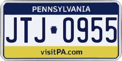 PA license plate JTJ0955