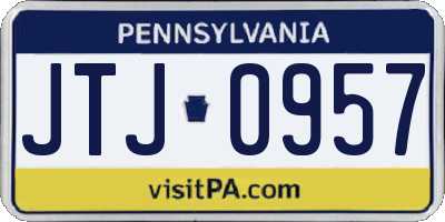 PA license plate JTJ0957