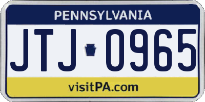 PA license plate JTJ0965