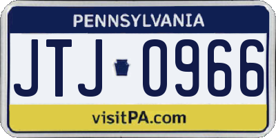 PA license plate JTJ0966