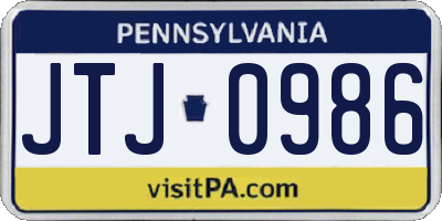 PA license plate JTJ0986
