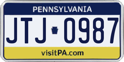 PA license plate JTJ0987