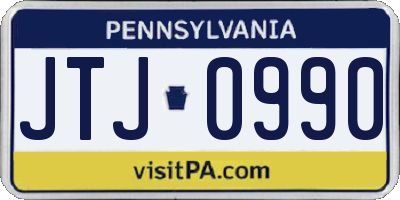 PA license plate JTJ0990