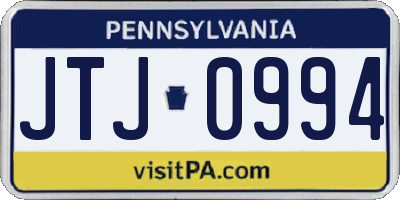 PA license plate JTJ0994