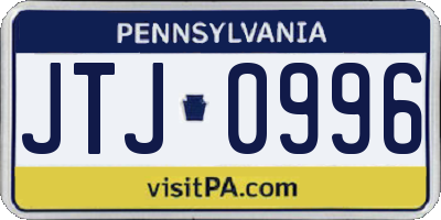 PA license plate JTJ0996
