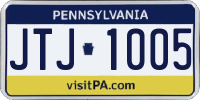 PA license plate JTJ1005