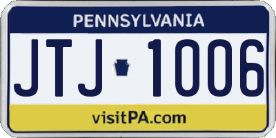 PA license plate JTJ1006