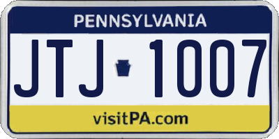 PA license plate JTJ1007