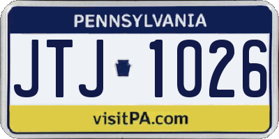 PA license plate JTJ1026