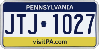 PA license plate JTJ1027
