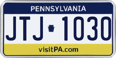 PA license plate JTJ1030
