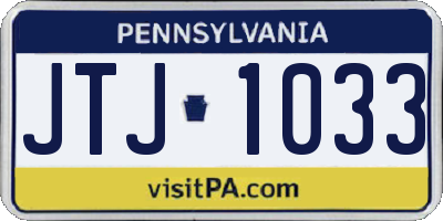 PA license plate JTJ1033