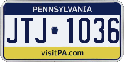 PA license plate JTJ1036