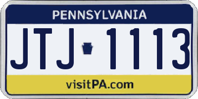 PA license plate JTJ1113