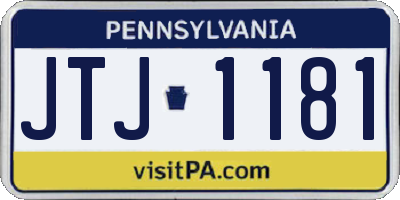 PA license plate JTJ1181
