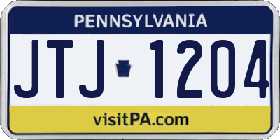PA license plate JTJ1204