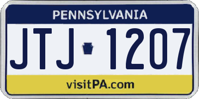 PA license plate JTJ1207