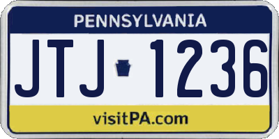 PA license plate JTJ1236