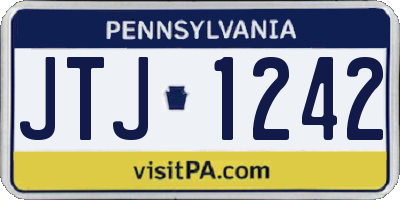PA license plate JTJ1242