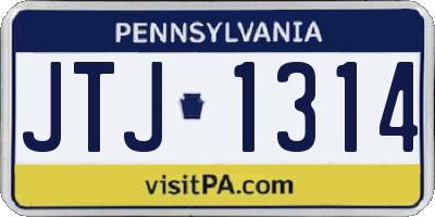 PA license plate JTJ1314