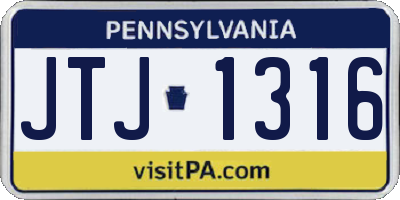 PA license plate JTJ1316